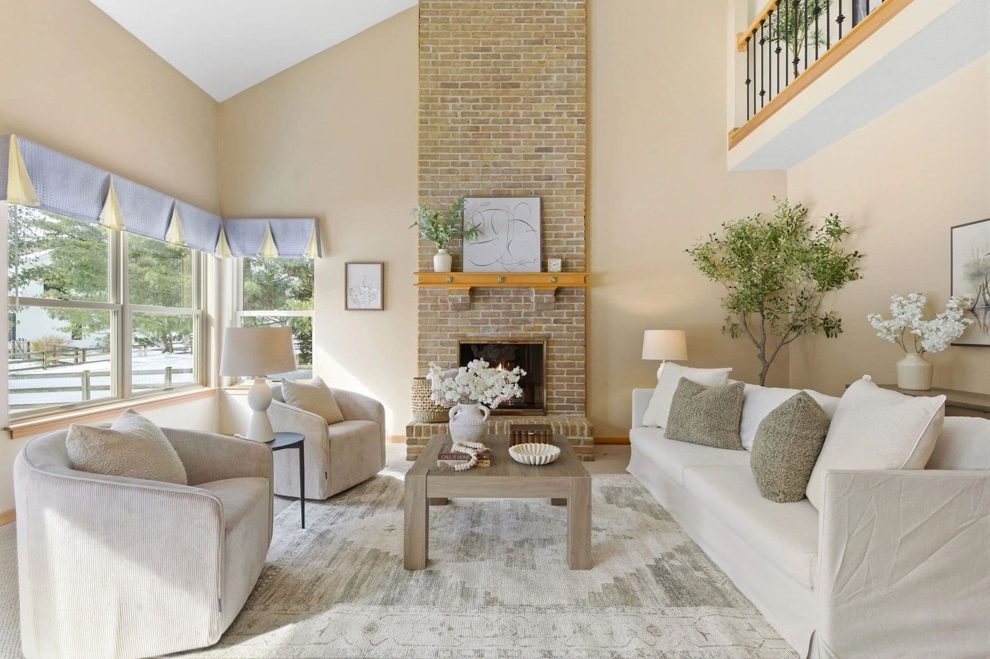 Staged great room on Bayboro Drive, New Albany