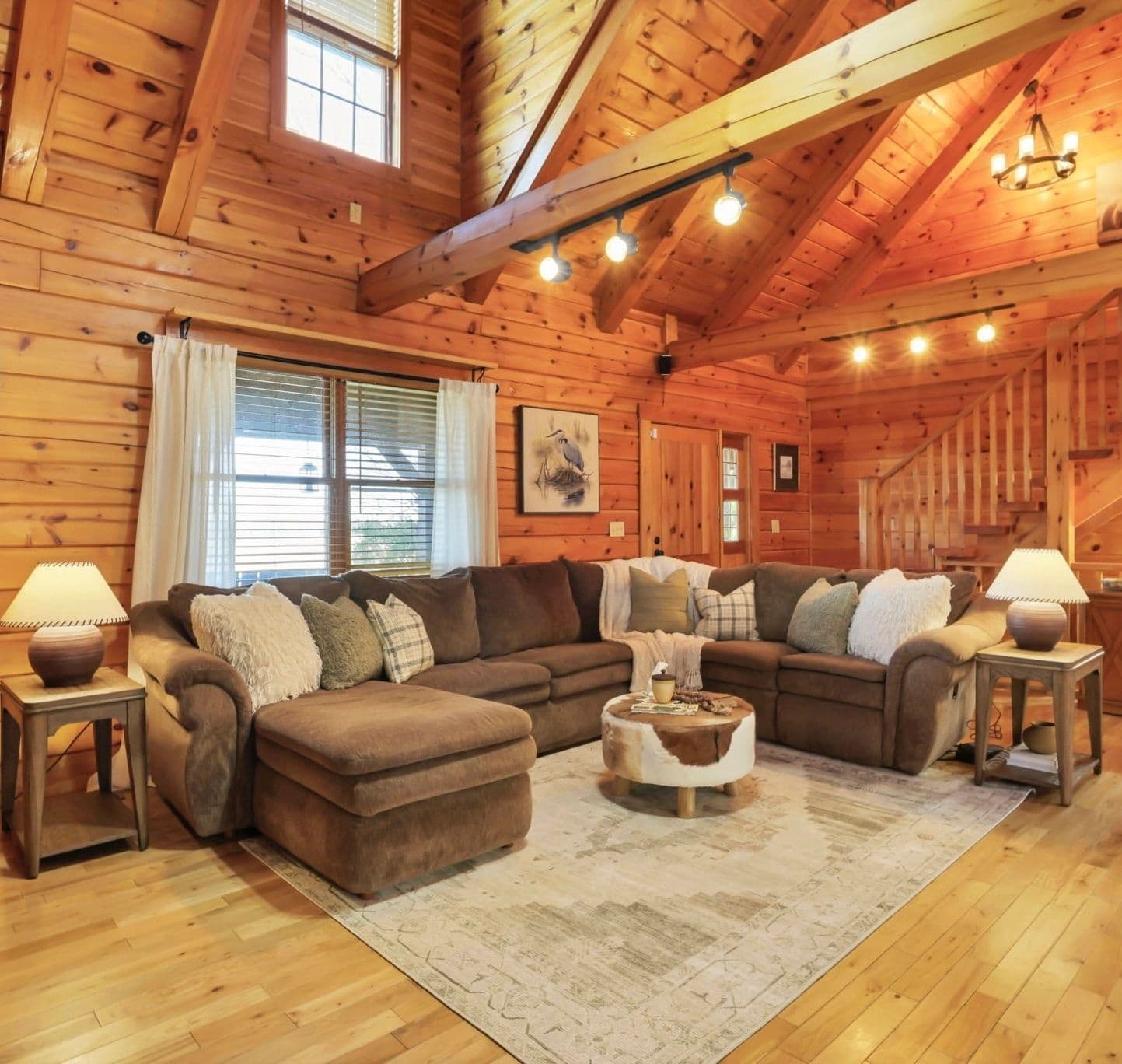 Occupied Home Staging: staged great room on State Route 560, Urbana